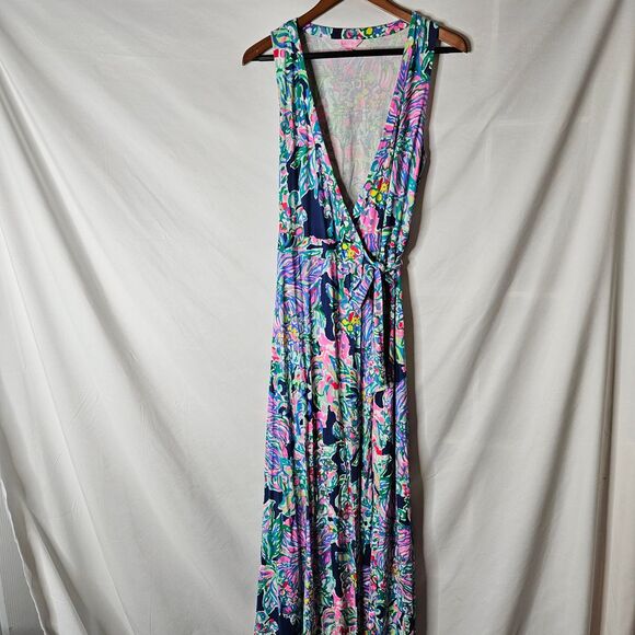 Lilly Pulitzer Dresses & Skirts - Lilly‎ Pulitzer Delfina Maxi Wrap Dress sz Small
